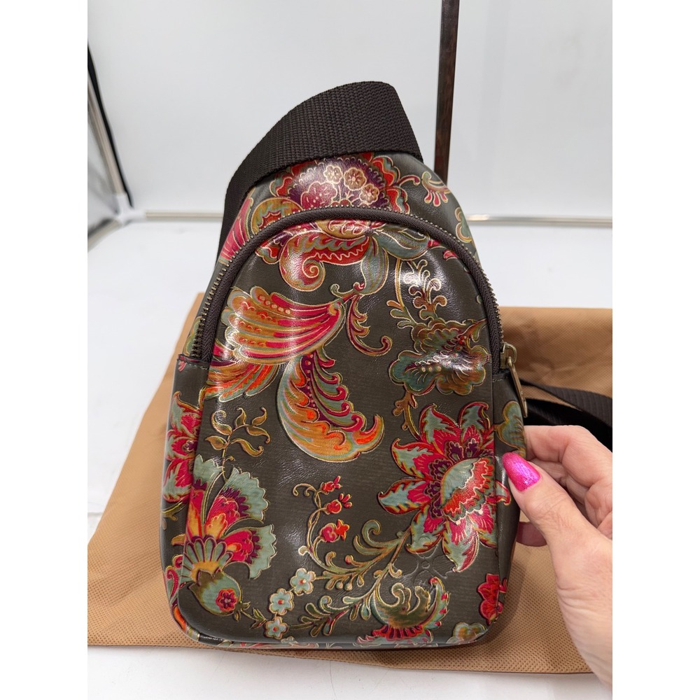 Patricia Nash Marisol Sling Bag Vintage Italian Floral Paisley Leather Crossbody - Picture 6 of 12